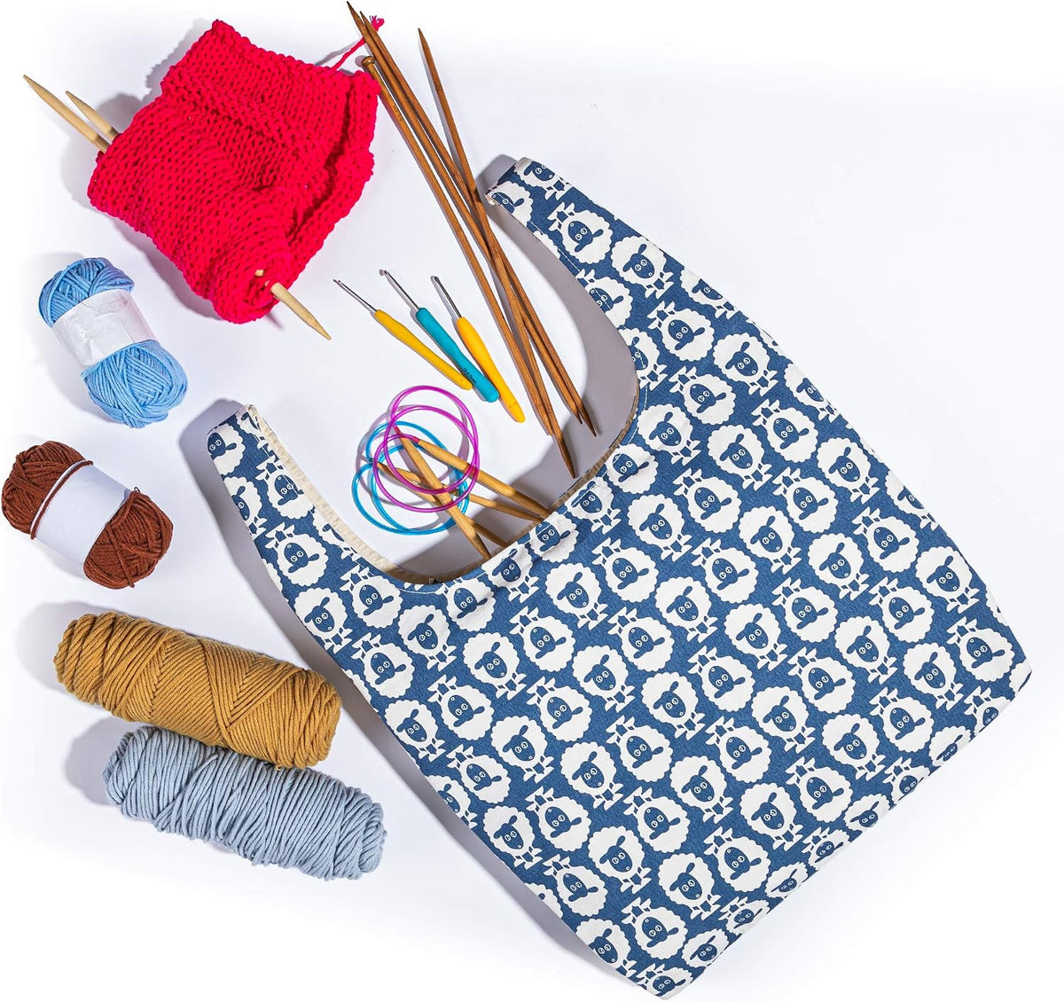 YARWO Crochet Yarn Bag, Knitting Needle Tote Bag for Crochet