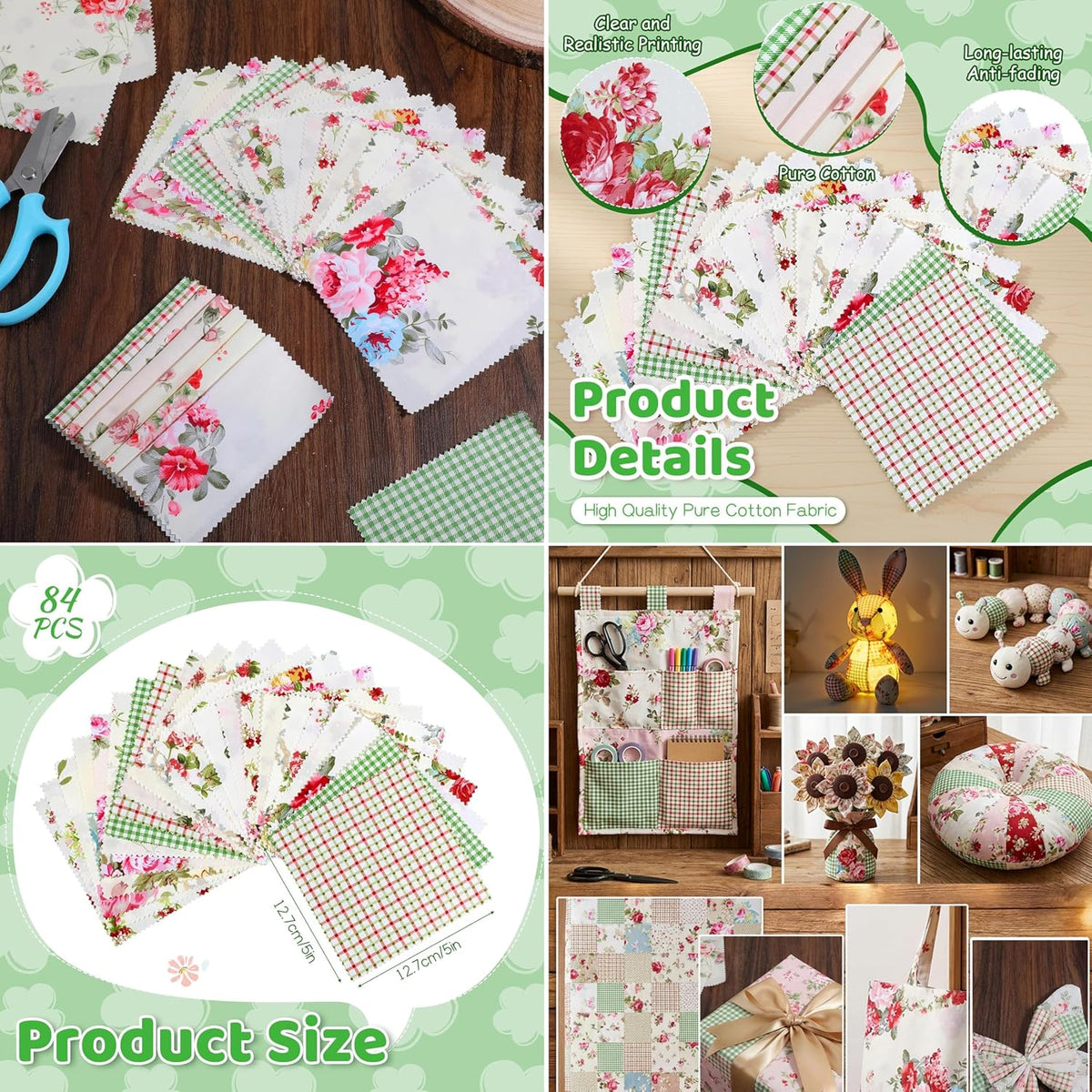 84 pcs 5" Charm Squares - Charm Packs for Quilting 5 inch - 5x5 inch