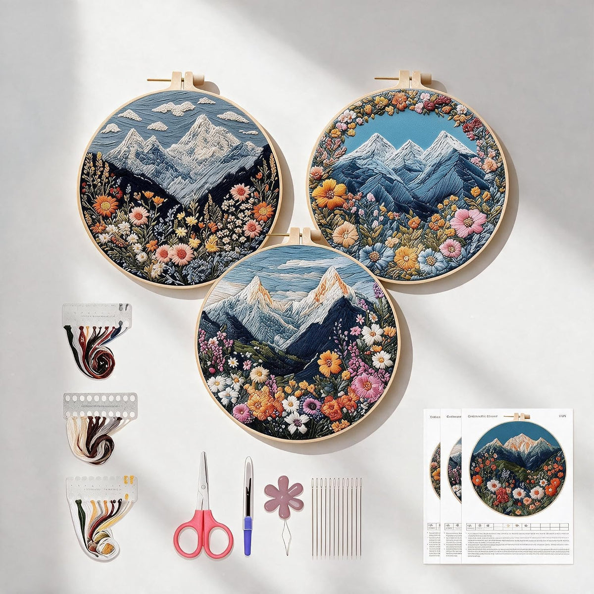 Beudh Craft 3 Sets Embroidery Starter Kit for Beginners Adults, Cross