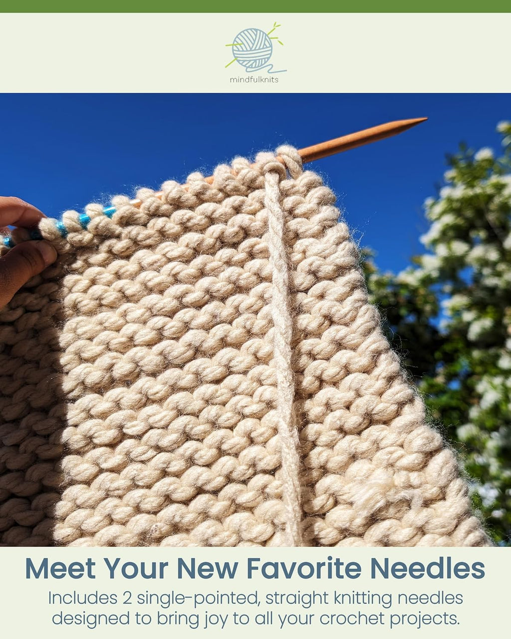 mindfulknits Premium Straight Single Pointed Beech Wood Knitting