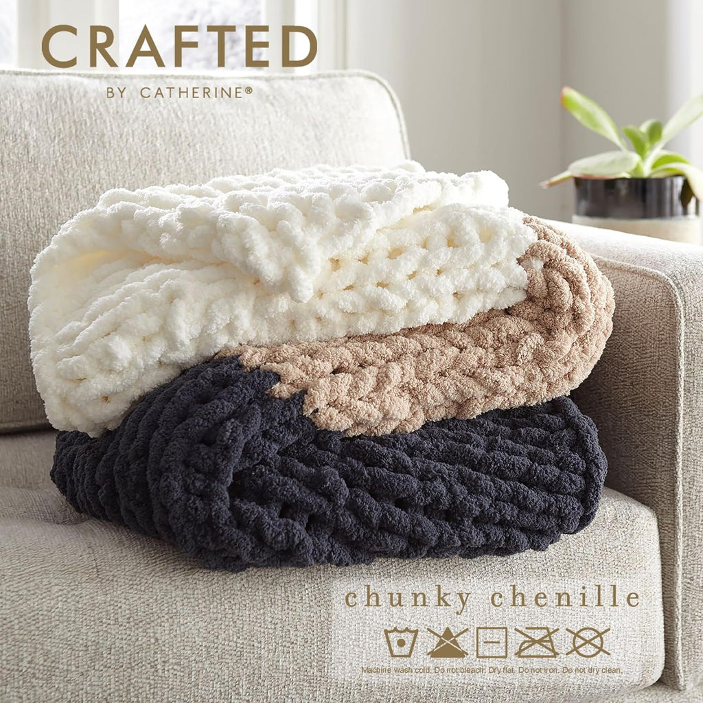 Chunky Chenille Yarn for Knitting & Crocheting - 8 Pack