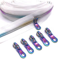 Hywei #5 Nylon Zipper Tape White 10 Yards Rainbow Teeth & 15pcs Zipper