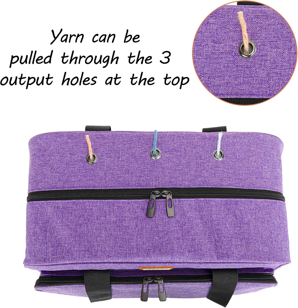 Yarn Storage Bag for Crochet Hooks, Knitting Project, Purple