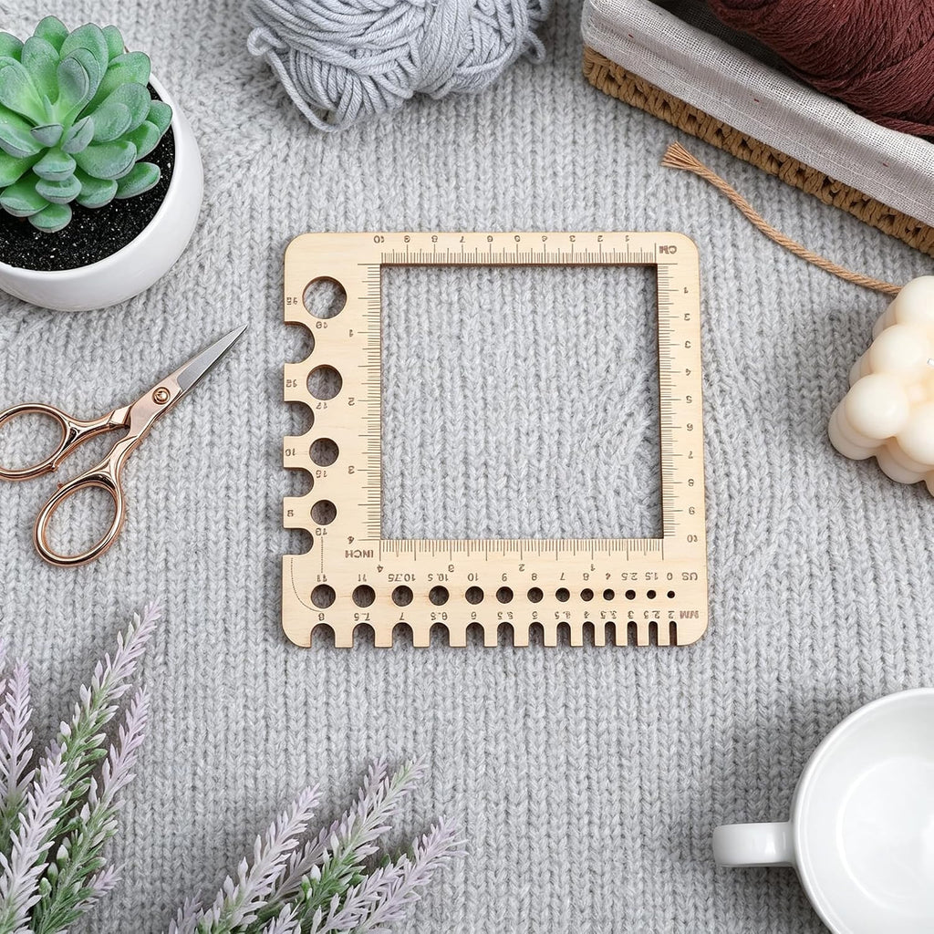 CCOCC 2026 New Wooden Crochet and Knitting Gauge Ruler, Poplar Yarn