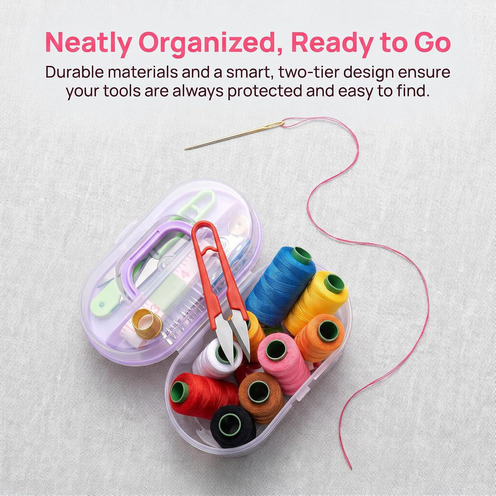 TORMEN Sewing Kit with Needle and Thread, 10-Piece Large Storage Box