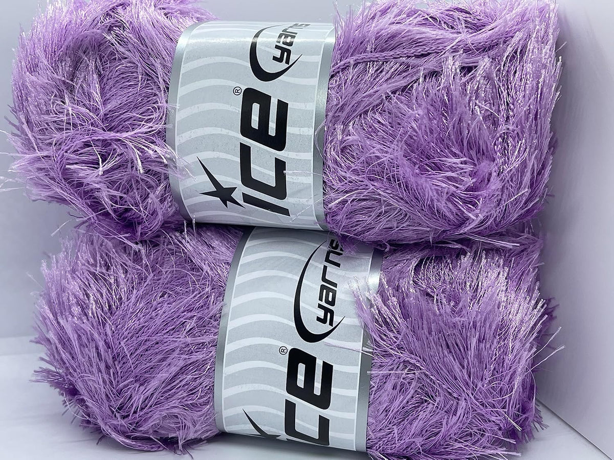 2 Lilac Ice Yarns Eyelash Fun Fur Yarn 100 Gram (3.53 Ounces)