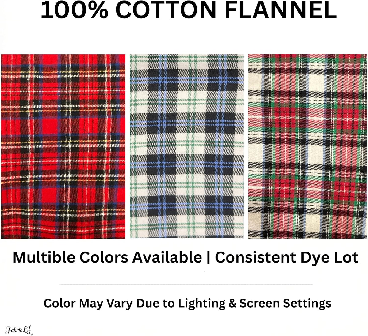 FabricLA 100% Cotton Flannel Fabric 60" Wide 180 GSM Lightweight