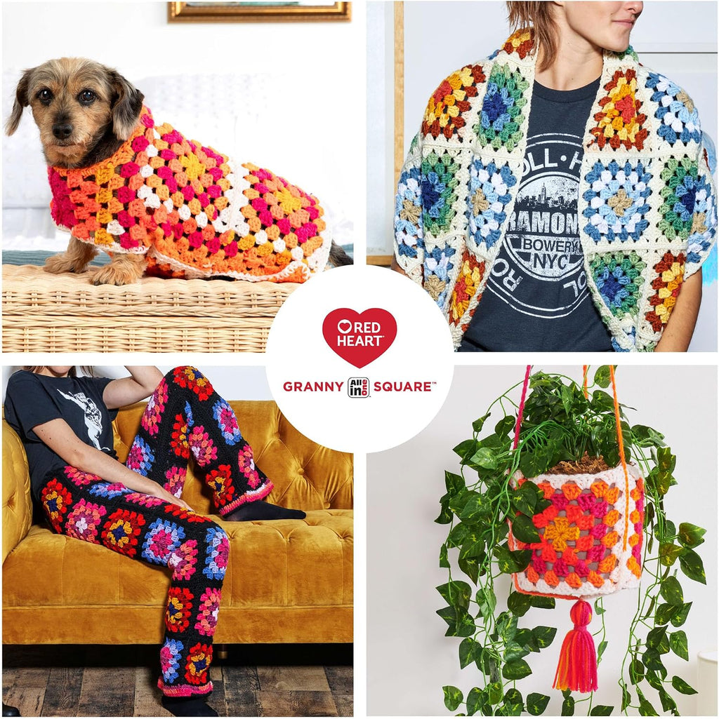 Red Heart Granny Square Crochet Yarn, Aran-Lily Pad, 3-Pack