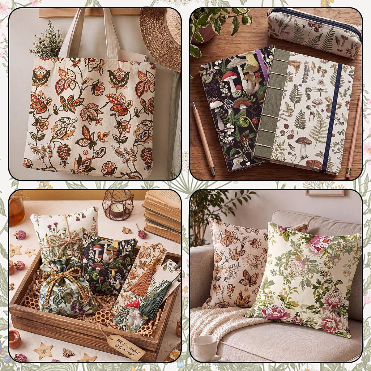 Tudomro 60 Pcs Vintage Fall Floral Quilting Fabric Squares