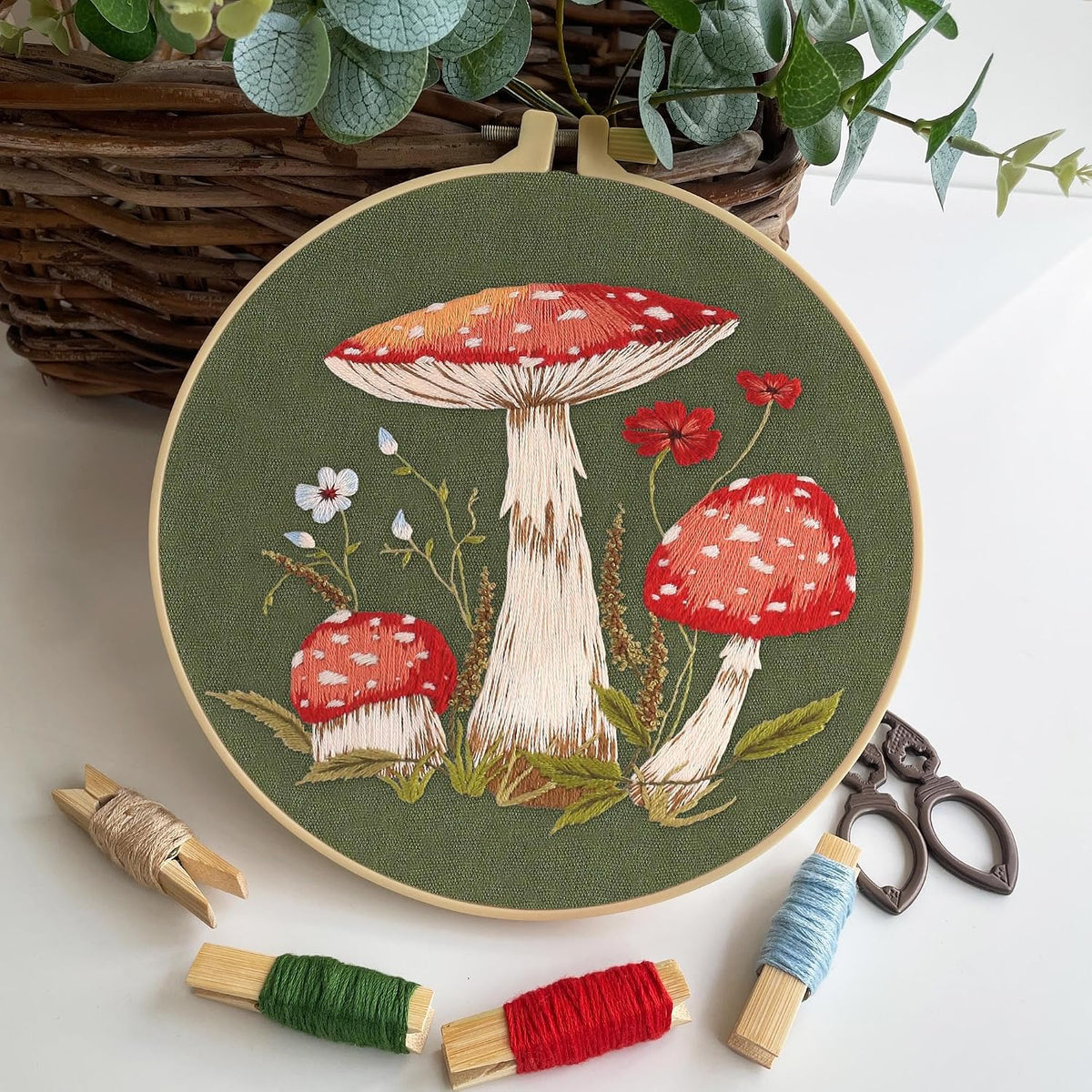 Myfelicity 3 Sets Mushroom Embroidery kit, Adult Beginner DIY Needle