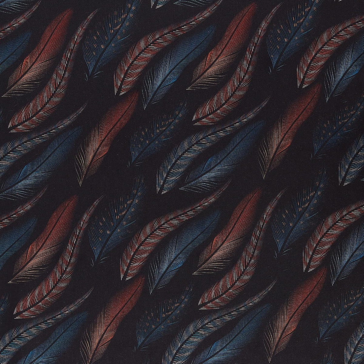 Mook Fabrics Feathered Fusion Cotton Fabric, Blue/Orange Cut by The