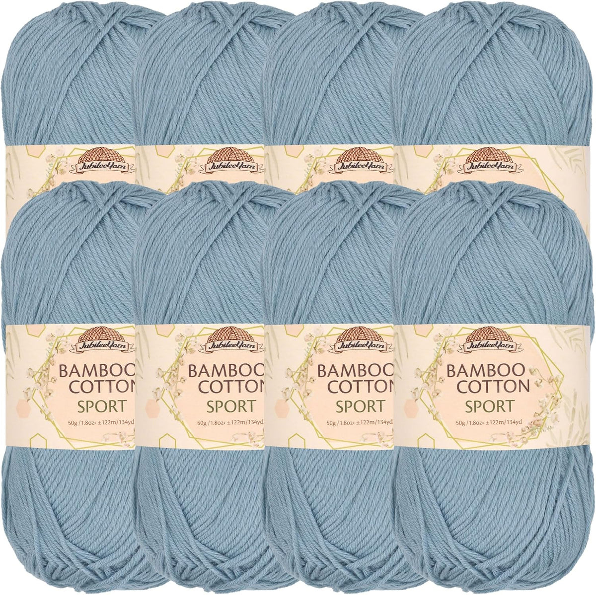 JubileeYarn Bamboo Cotton Sport Yarn - Faded Glacier Blue - 8 Skeins