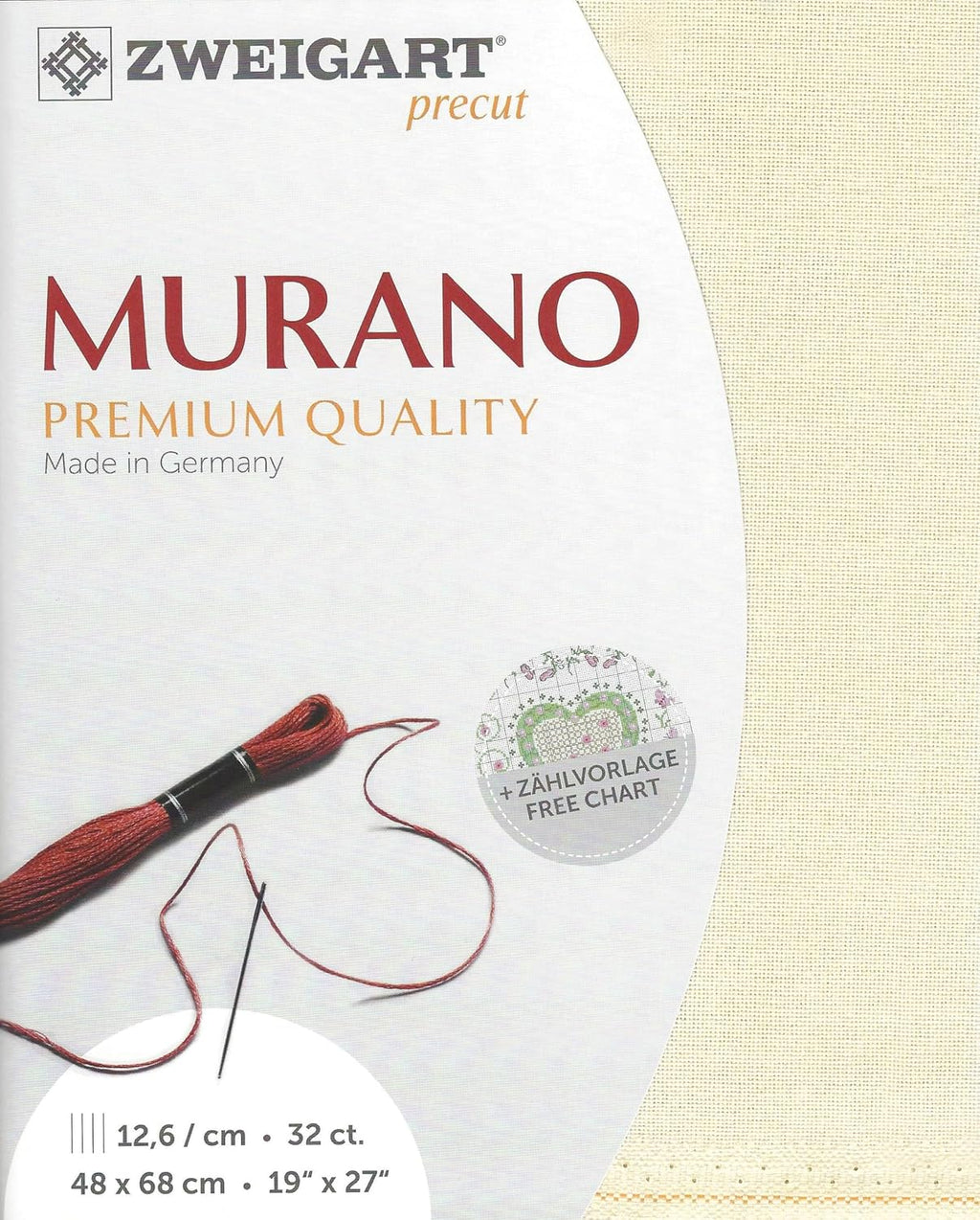 Zweigart Murano 32 Count Evenweave Cross Stitch Fabric - Ivory
