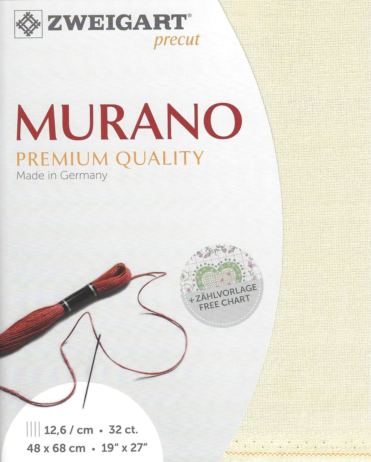 Zweigart Murano 32 Count Evenweave Cross Stitch Fabric - Ivory