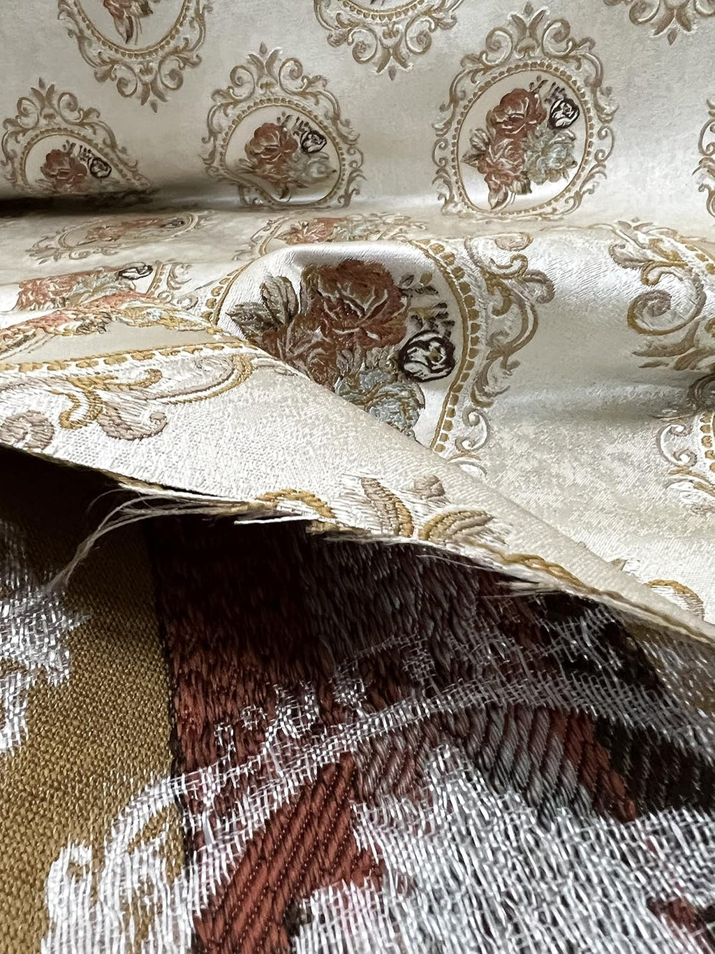 Luxurious Woven Jacquard Victorian Mirror Floral Design Heavy