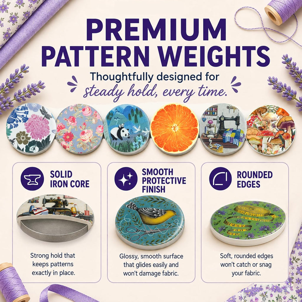 The Quilted Bear Fabric & Paper Pattern Weight Set, Funky Fruit