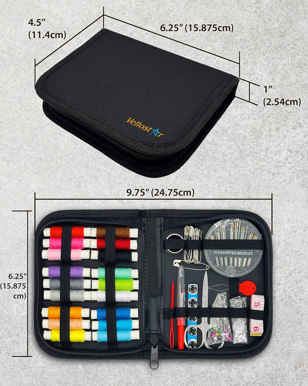 Vellostar Mini Hand Sewing Kit for Adults, Small Travel Case, 18