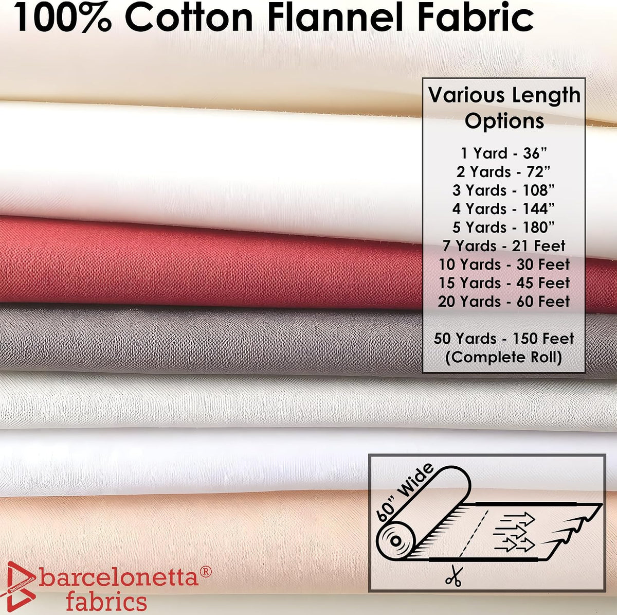 Barcelonetta | 100% Cotton Flannel Fabric | Super Soft | 60" Wide