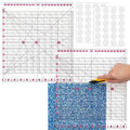 2 Pack Slotted Quilting Ruler 13x11.6 Inch Acrylic with 48 Anti-Slip