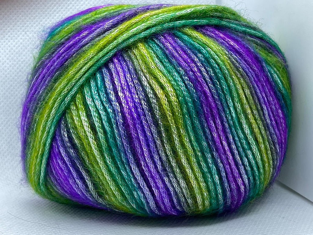 Lilac, Green Shades, Purple, Teal Picasso Fuzzy with Subtle Sheen