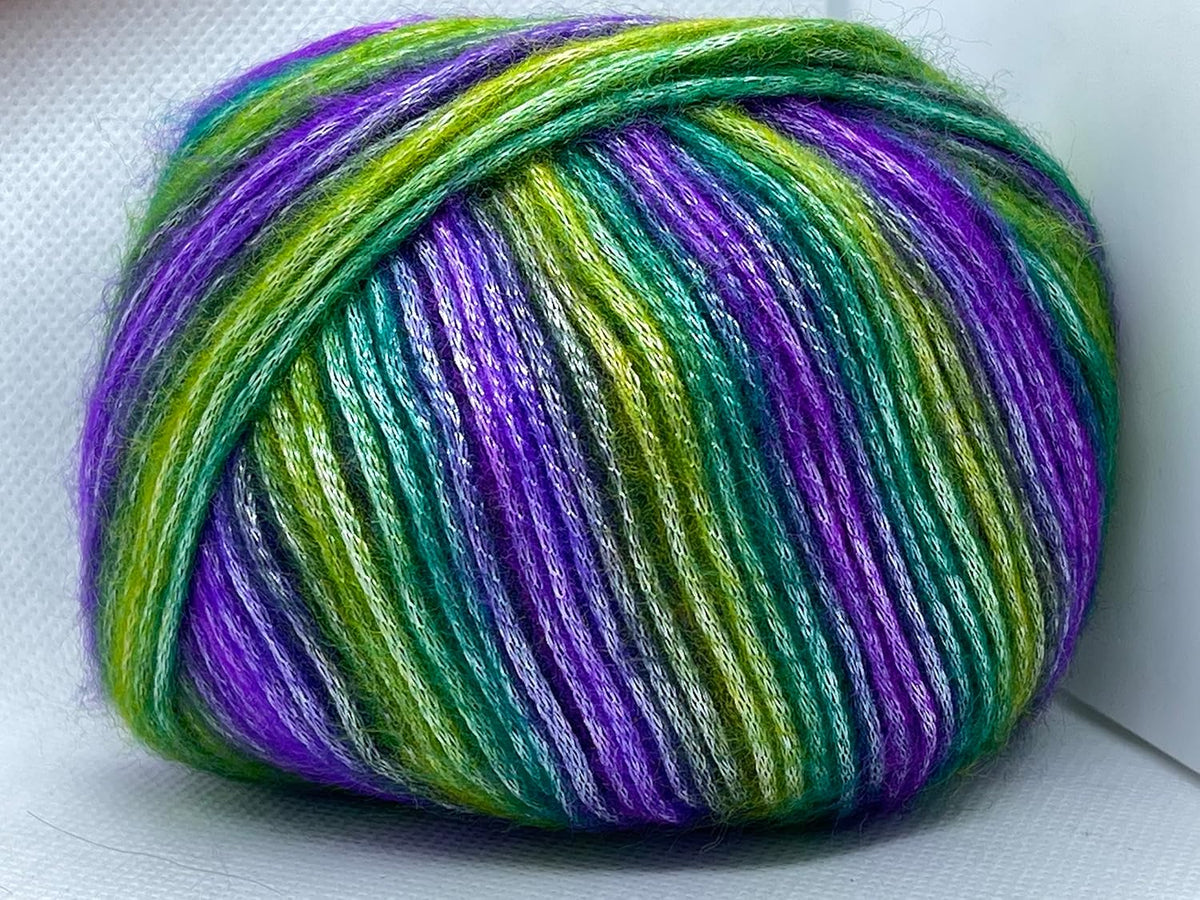 Lilac, Green Shades, Purple, Teal Picasso Fuzzy with Subtle Sheen
