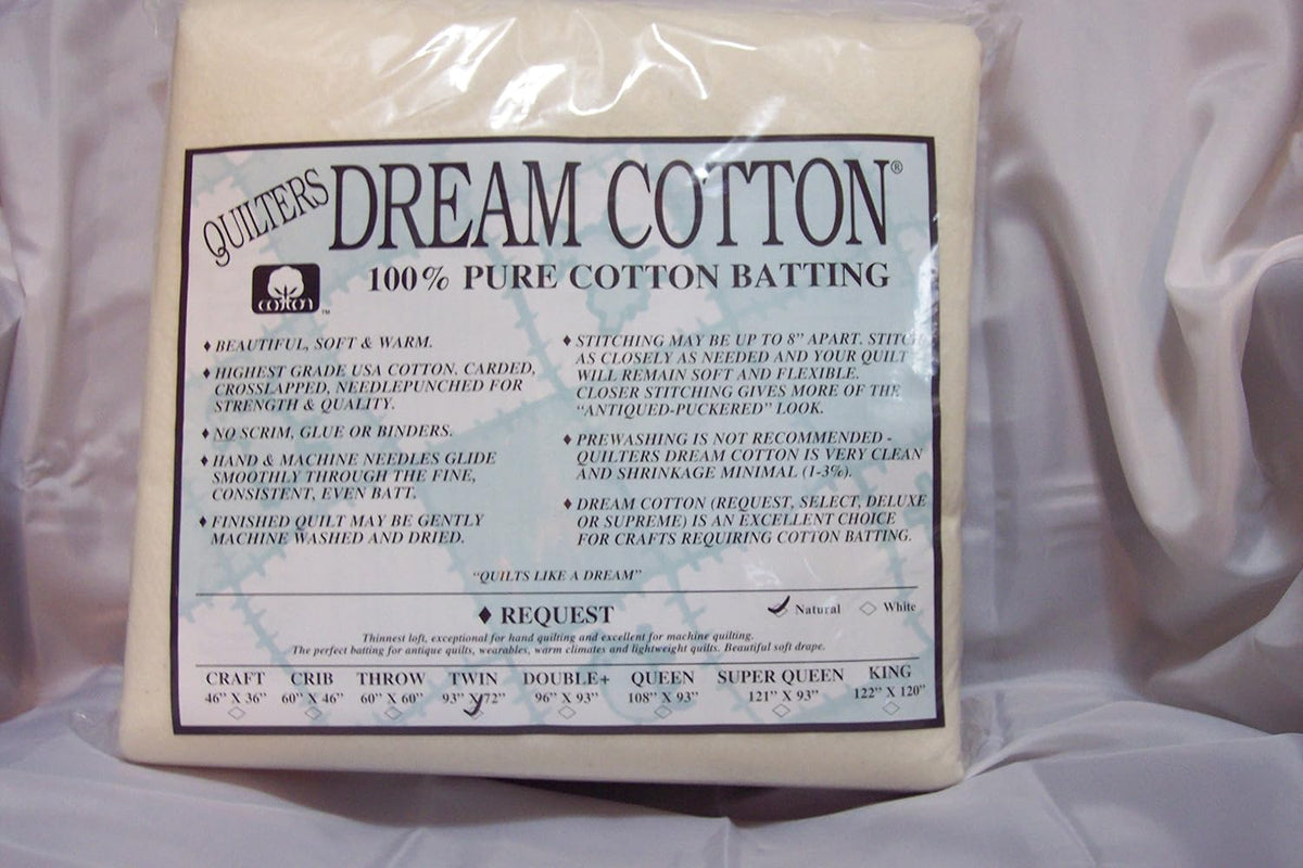 Quilter's Dream Cotton Batting- Natural Request Thin Loft- Twin