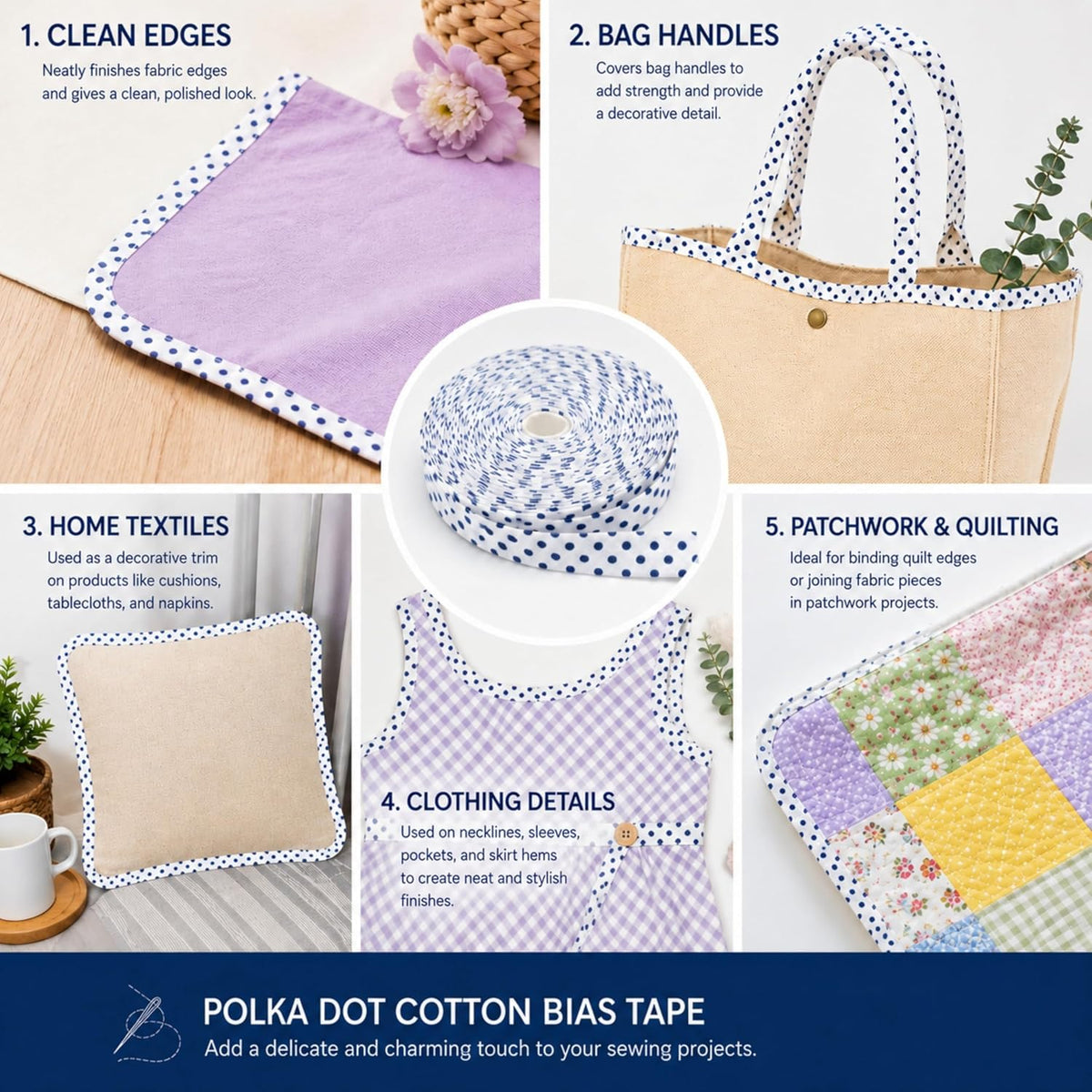 Cotton Fold Bias Binding Tape - 3/4 Inches (20mm) Wide - 27 Yards