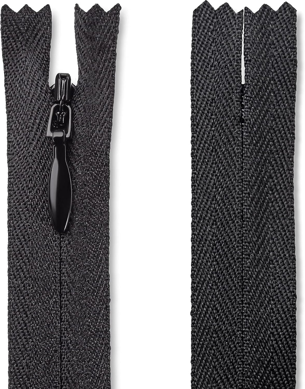 24 Inch Black Invisible Zipper, Nylon Non-Separating for Sewing