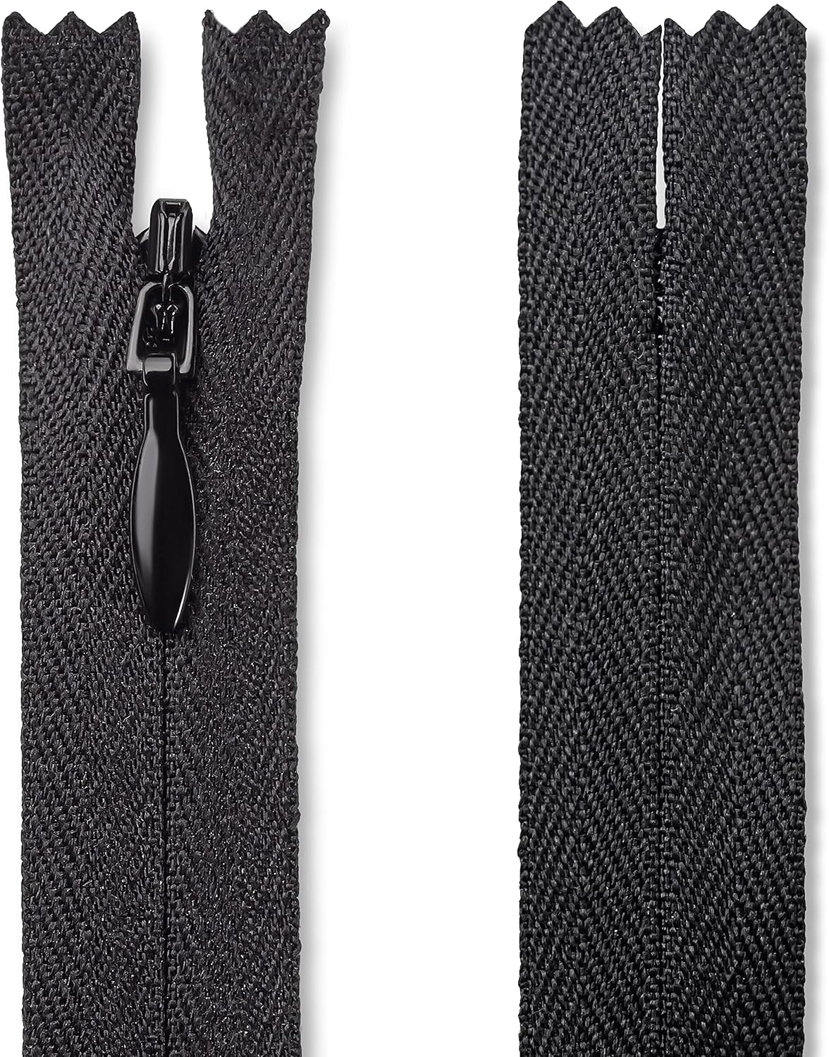 24 Inch Black Invisible Zipper, Nylon Non-Separating for Sewing