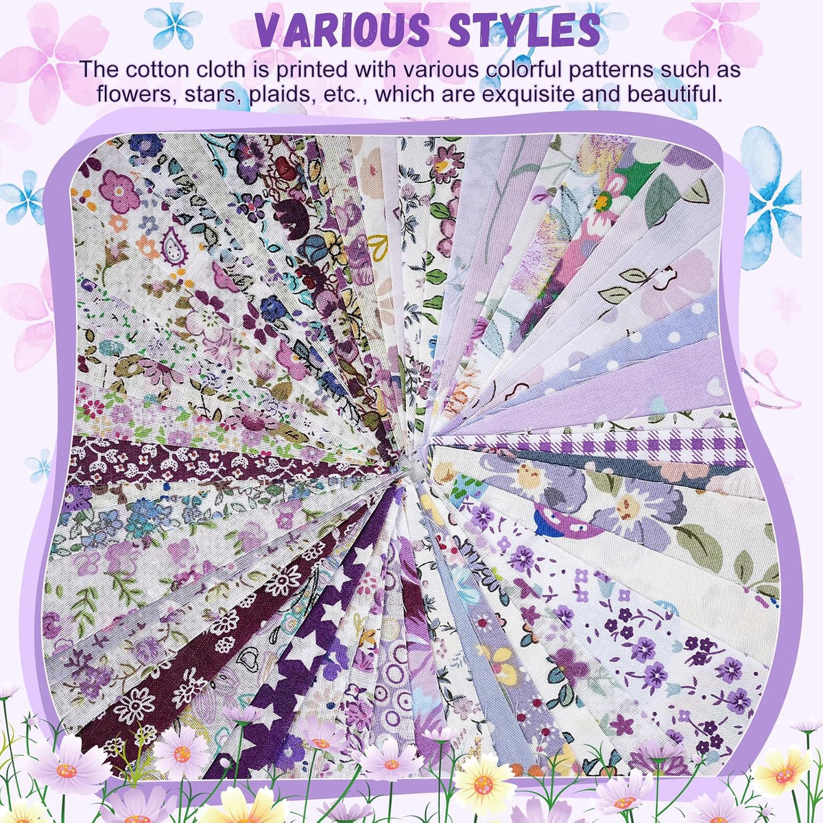 200Pcs Quilting Fabric Squares 5 x 5 Inch (13 x 13cm) Fat Quarters