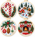Zhenqing 11CT Stamped Cross Stitch Kit for Adults - 4-Piece Christmas