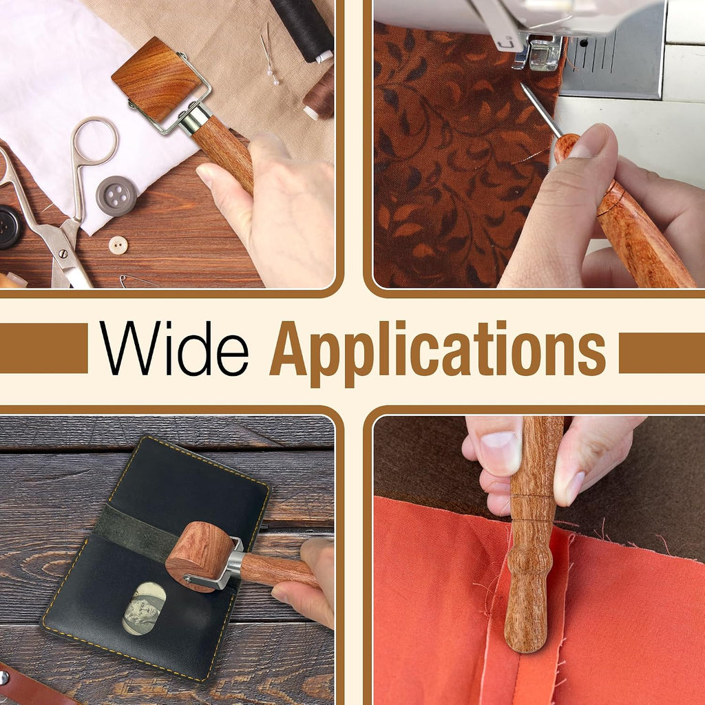 SAVINA 2-Piece Seam Roller & Stiletto Set, Wooden Sewing & Quilting