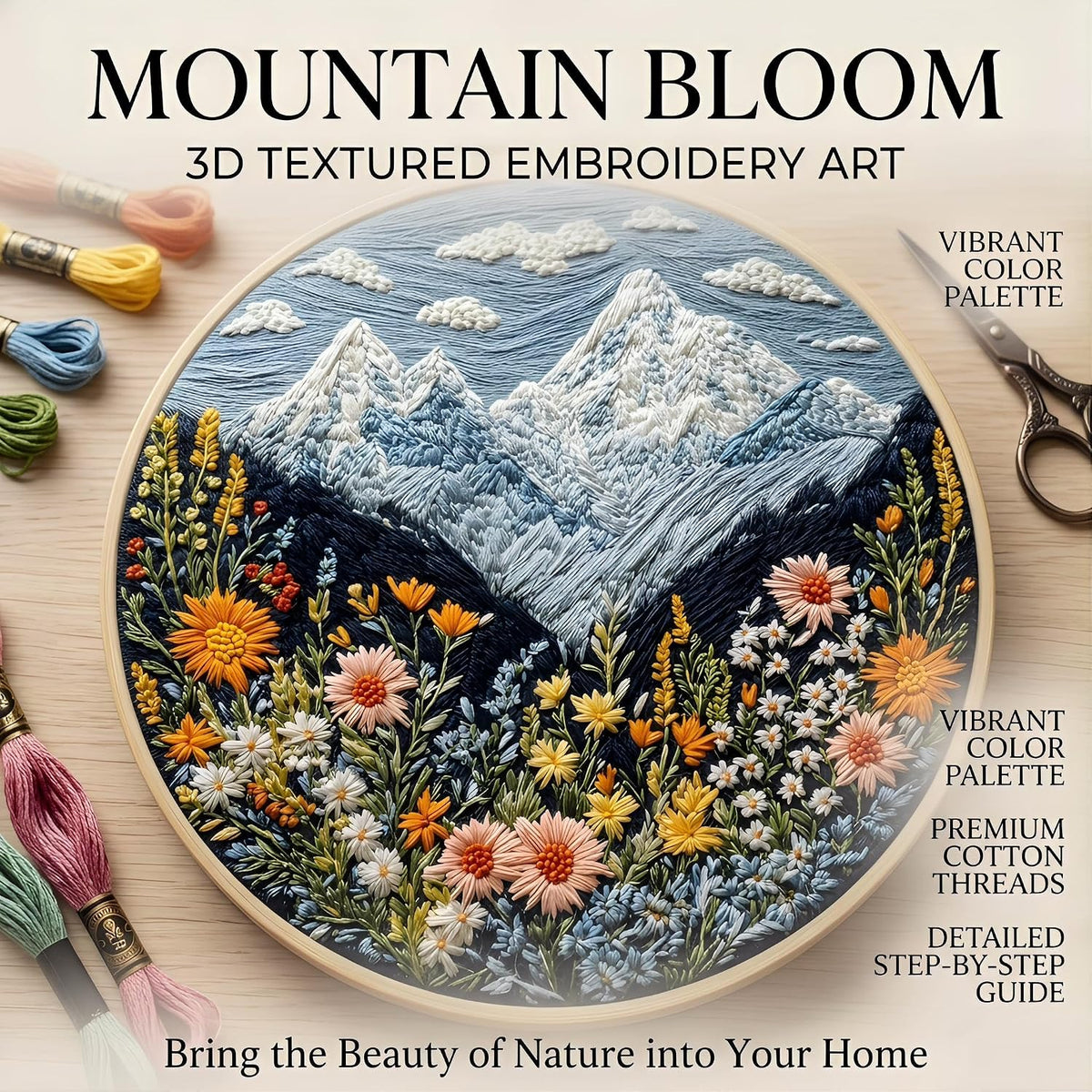 Beudh Craft 3 Sets Embroidery Starter Kit for Beginners Adults, Cross