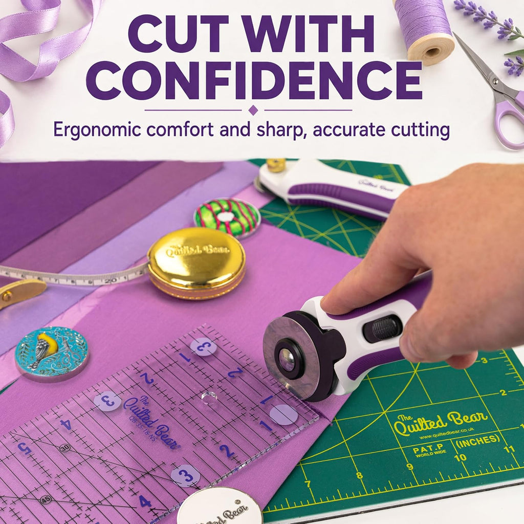 The Quilted Bear 28mm Fabric Rotary Cutter for Quilting, Sewing &