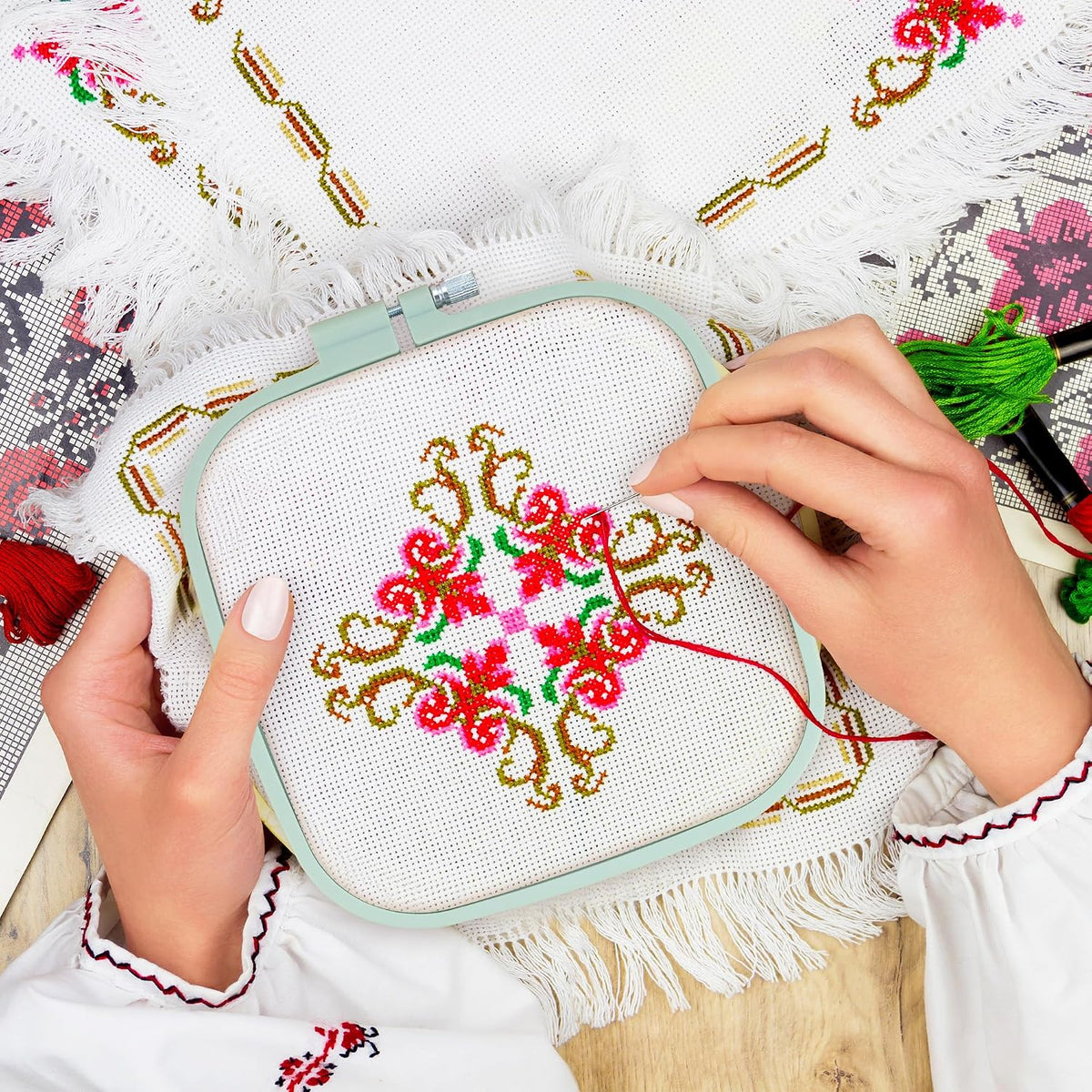 FARQAN Square Embroidery Hoops; 4PCS - 3", 4.3", 6.5", 8.7"