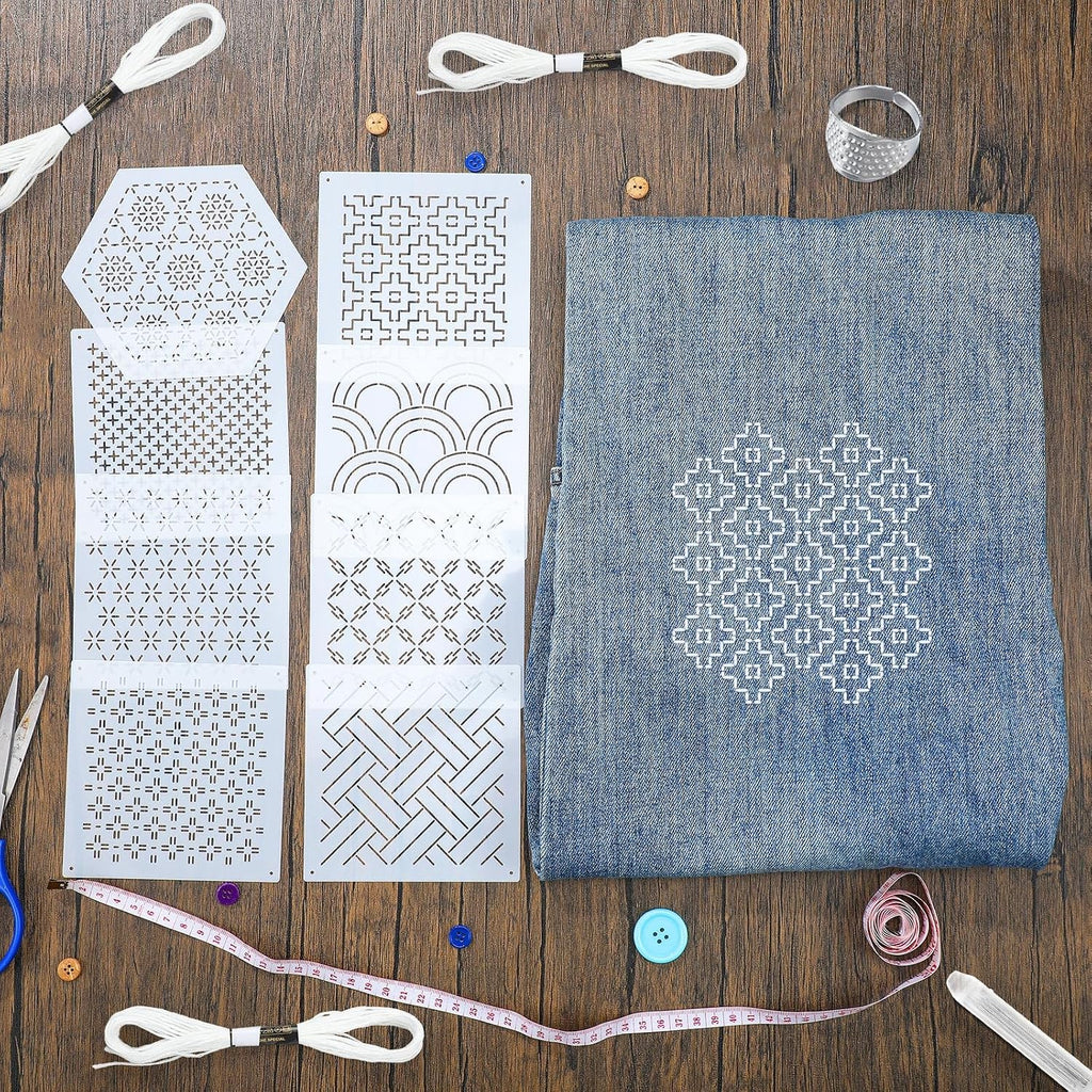 Yousoontic 24 Sashiko Stencil Kit, 4.7" Plastic Templates, Classic