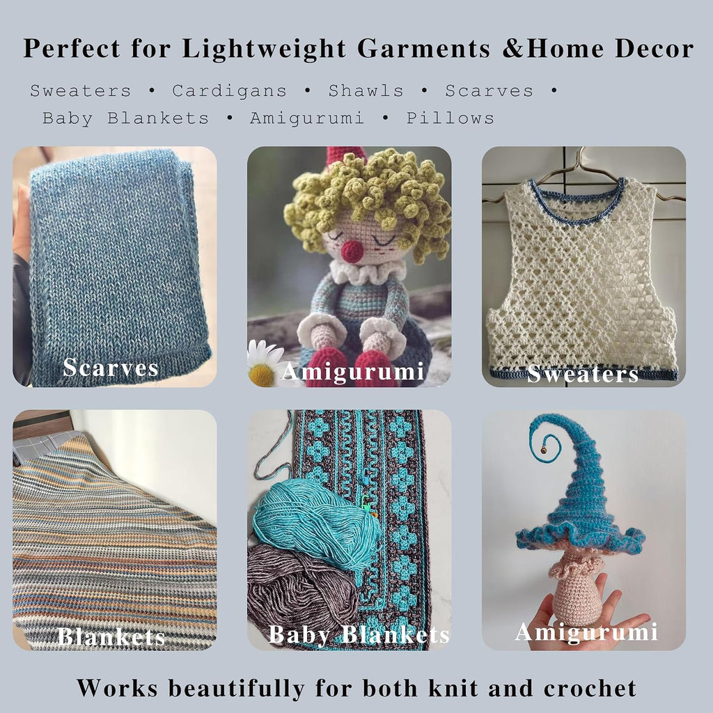 Cotton Blend Yarn 3-Pack DK Weight Light Worsted Yarn 78% Cotton 22%