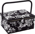 Sewing Basket with Floral Print Design - Sewing Kit Storage Box with