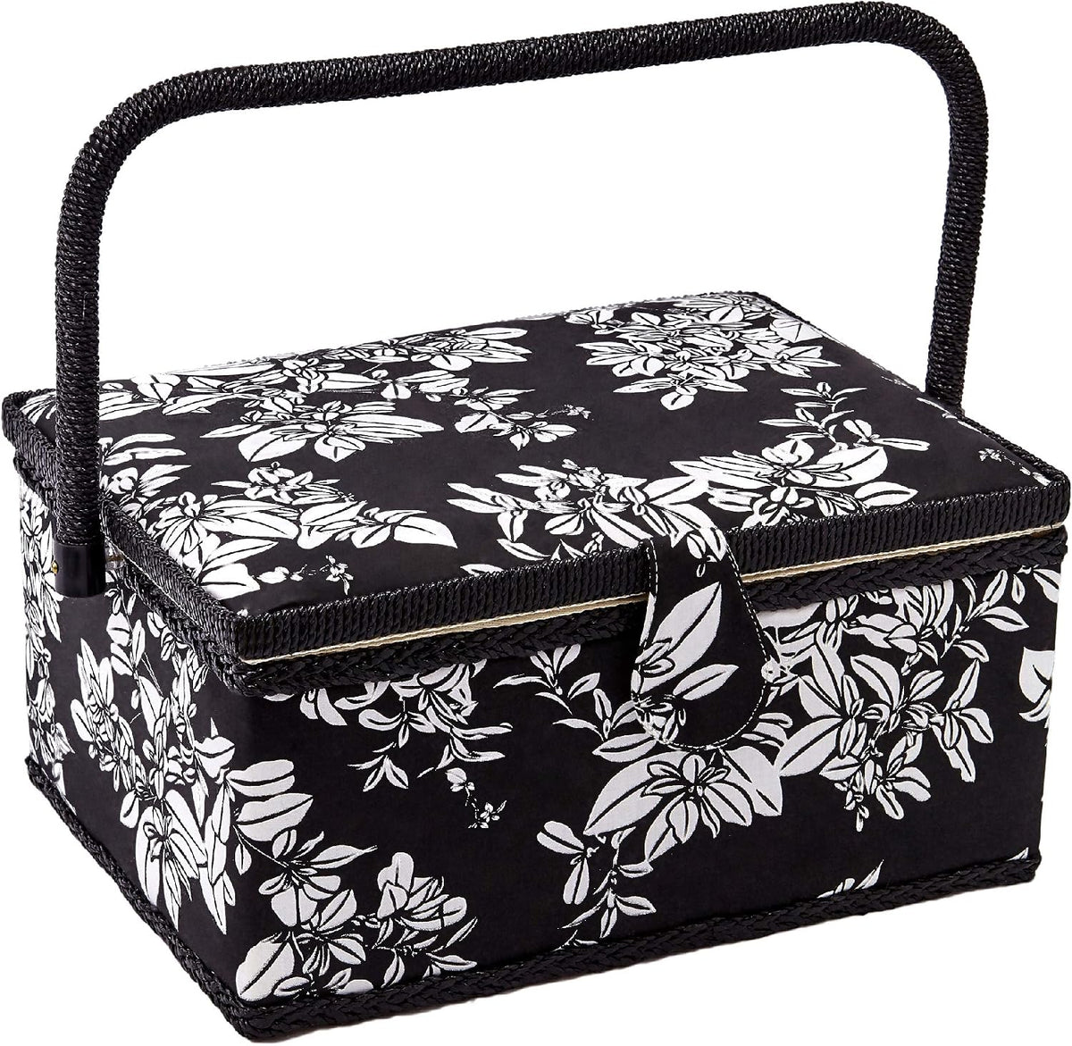 Sewing Basket with Floral Print Design - Sewing Kit Storage Box with