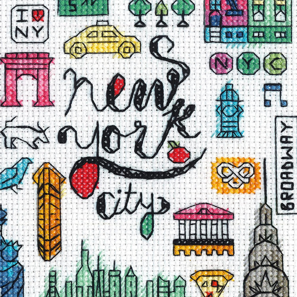 Dimensions New York and Paris Counted Cross Stitch Set, 5" x 7", 14