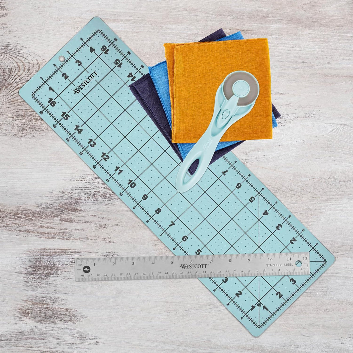 Westcott 3-Piece Craft Set - 45mm Rotary Cutter for Fabric, Cutting