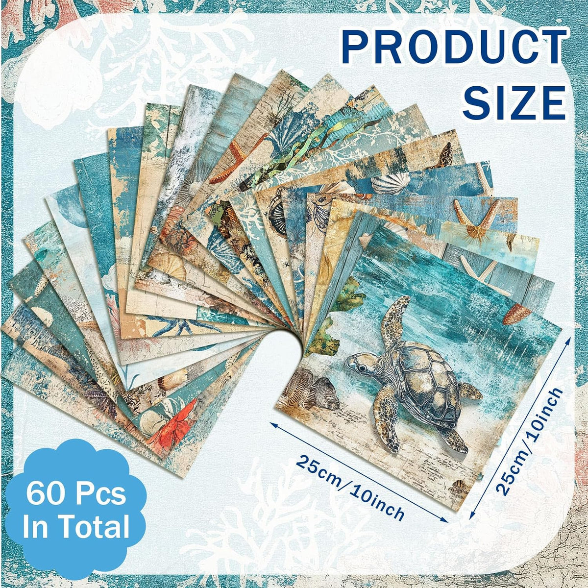 Ganeen 60 Pcs 10 x 10 Inch Coastal Christmas Quilting Fabric Squares