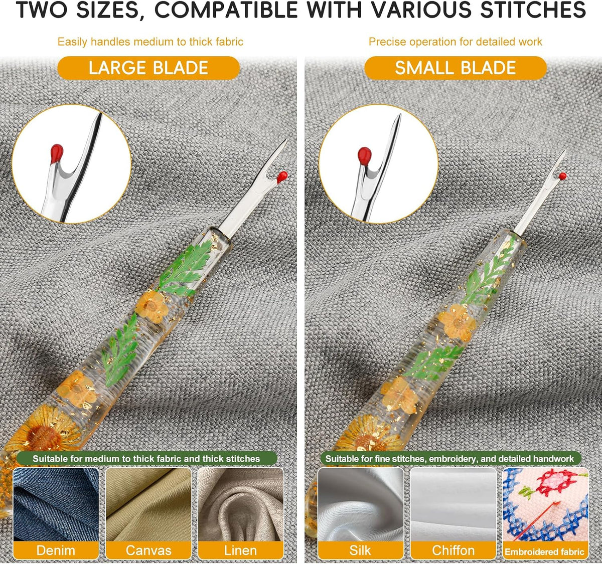 Seam Ripper, Small Seam Rippers for Sewing, Resin Handles Thread