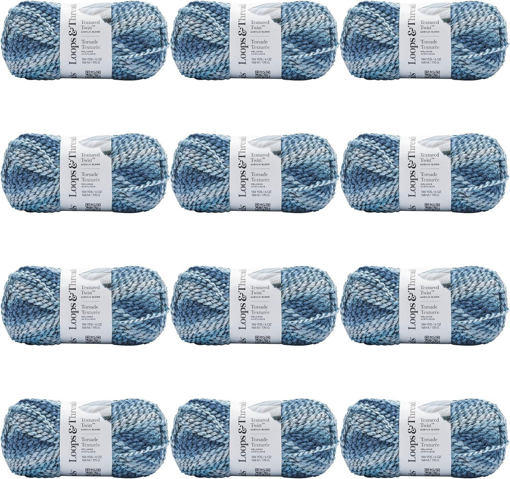 Loops & Threads Pastel Rainbow Textured Twist Yarn – Bulky Weight Yarn