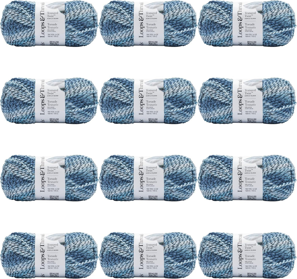 Loops & Threads Pastel Rainbow Textured Twist Yarn – Bulky Weight Yarn