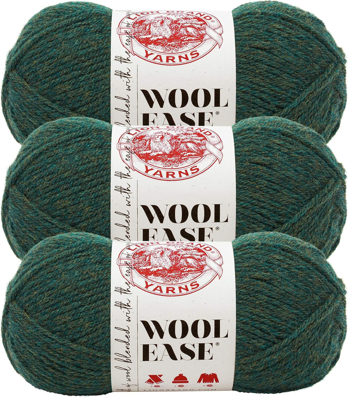 Lion Brand Yarn, Wool-Ease Knit Yarn, Forest Green Heather, Green