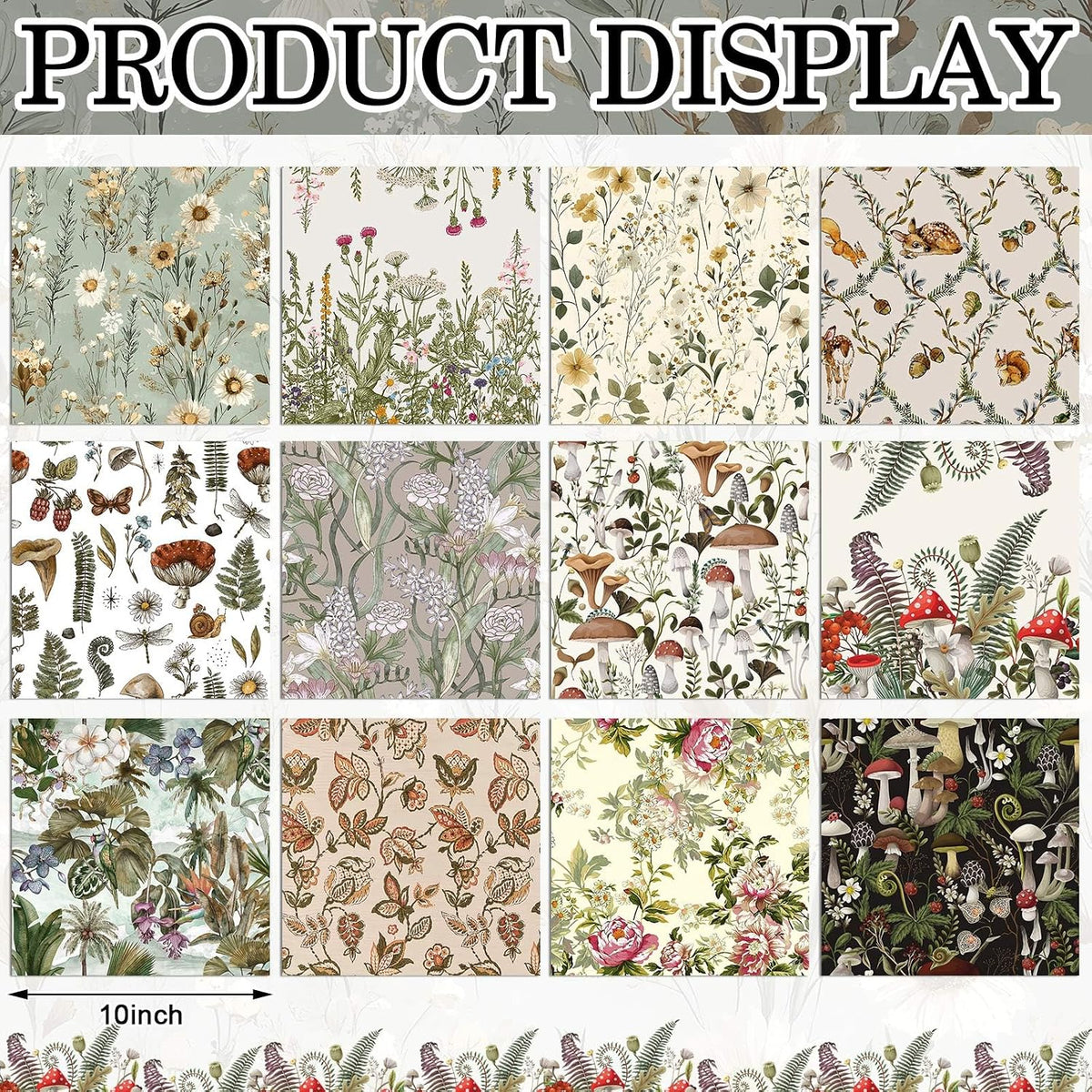 Tudomro 60 Pcs Vintage Fall Floral Quilting Fabric Squares