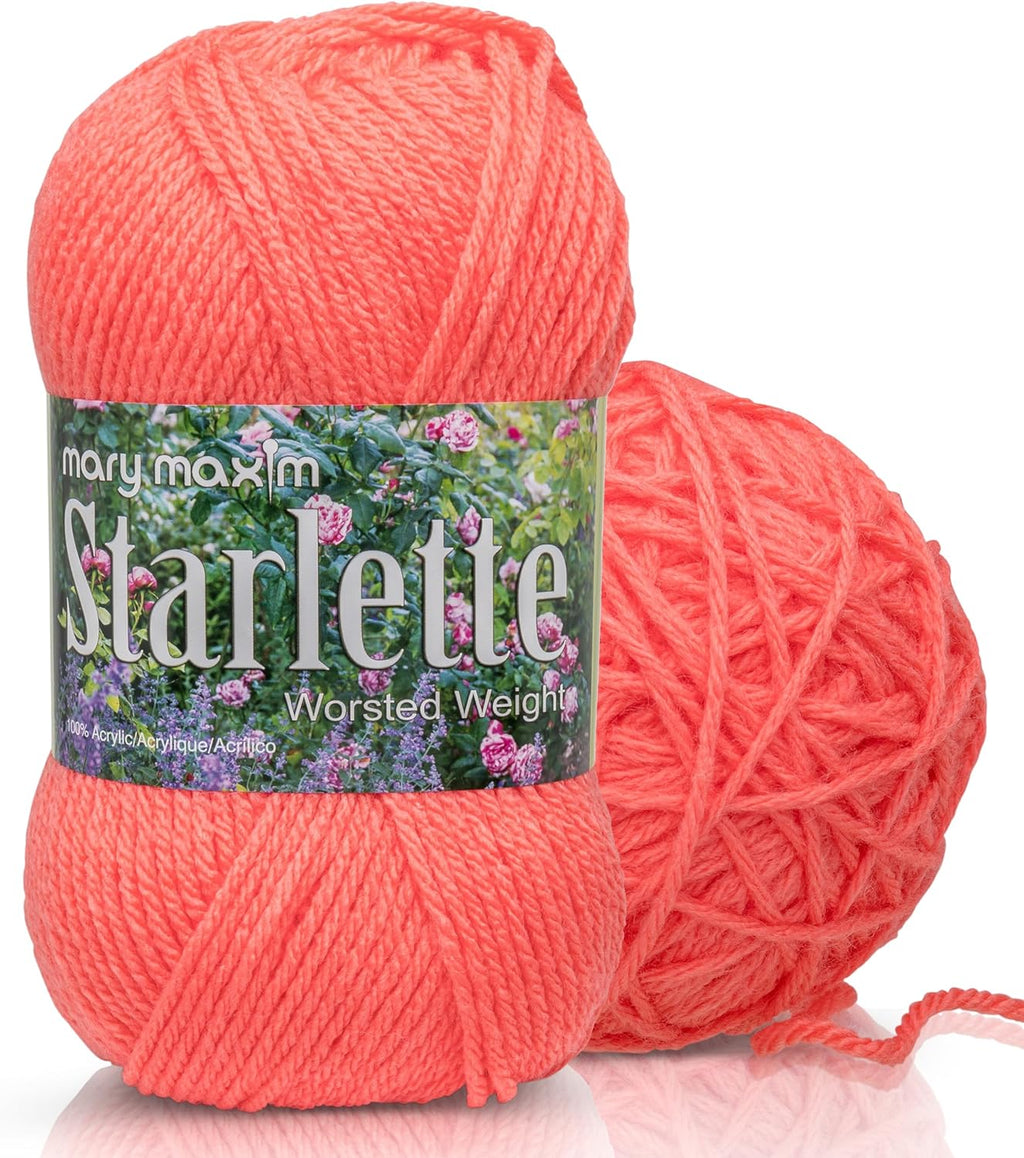 Mary Maxim Starlette Yarn, Soft Acrylic Yarn, 3.5 OZ, 180 Yards, Coral