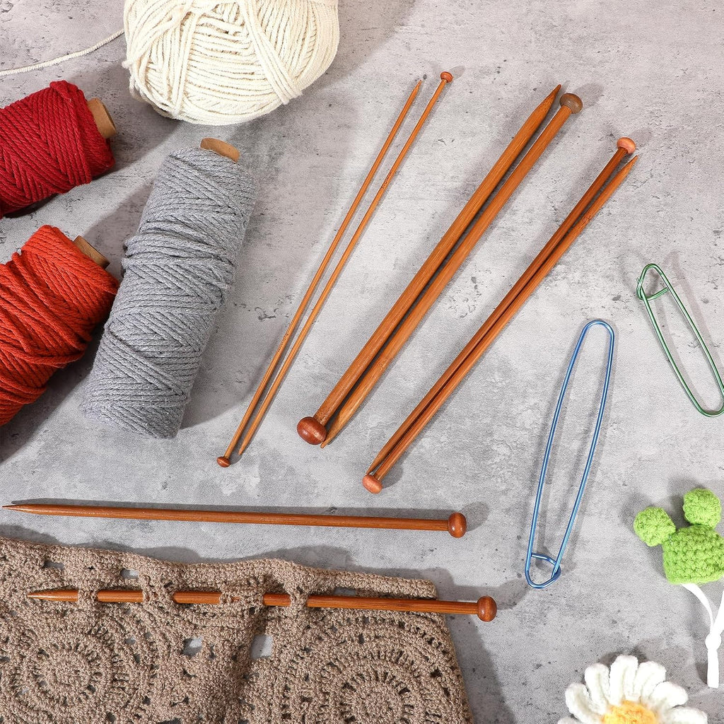 Elegaperma 7 Pairs Wooden Knitting Needles, Smooth Wood Knitting