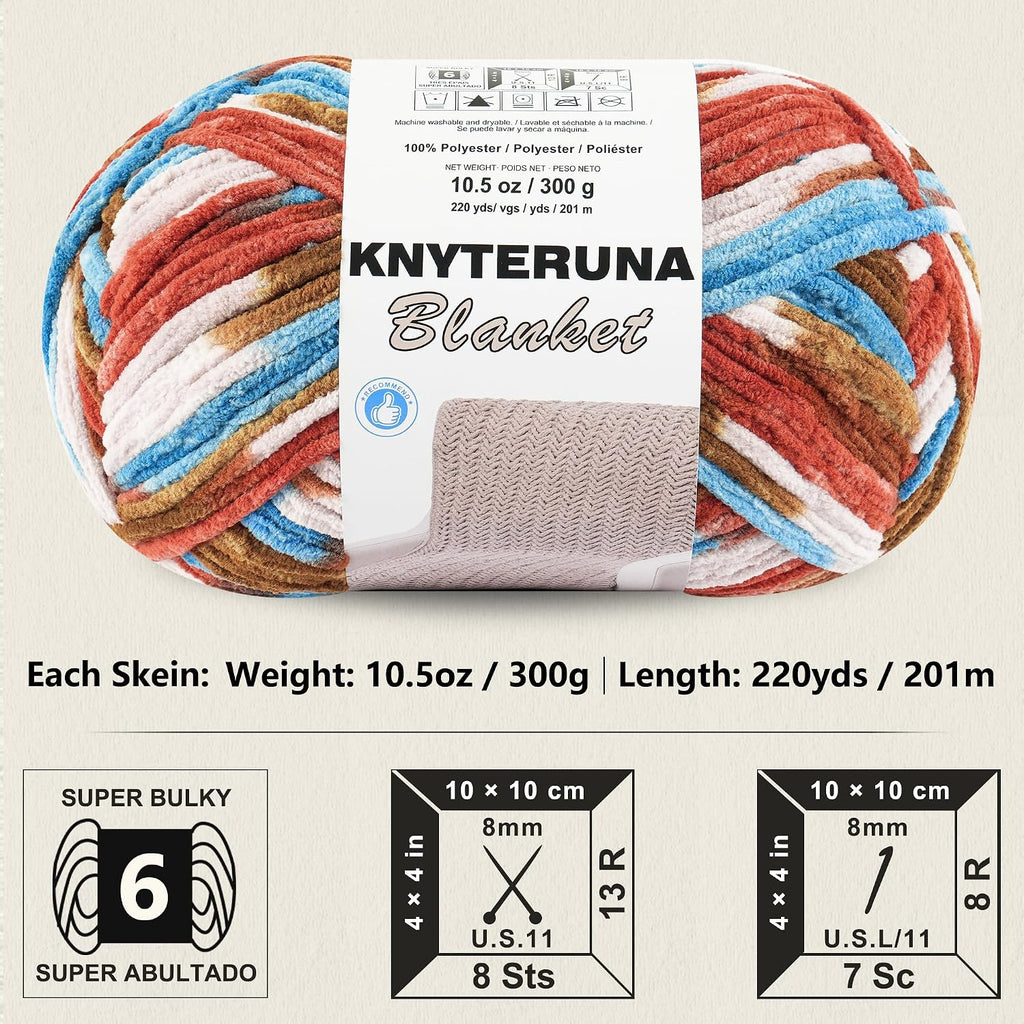 #6 Super Bulky Blanket Yarn for Crocheting - 4 Skeins